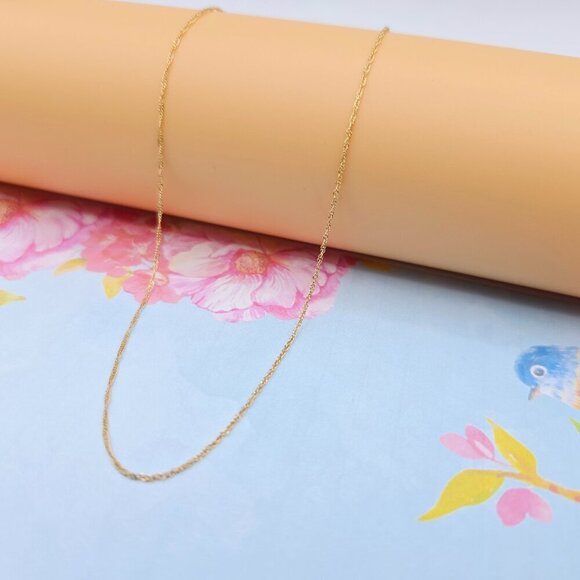 Dainty Rose Gold Twisted Rope Chain Necklace, 24 Inch, Gold Plated, XPNL0108 - Picture 1 of 12